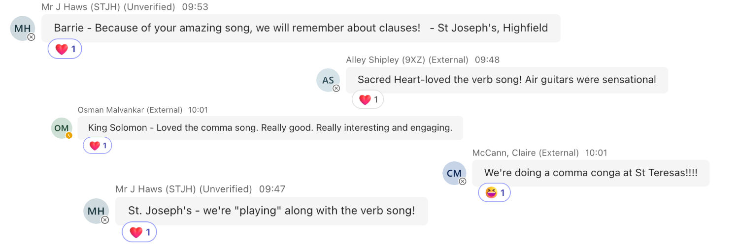 Comments from the webinar